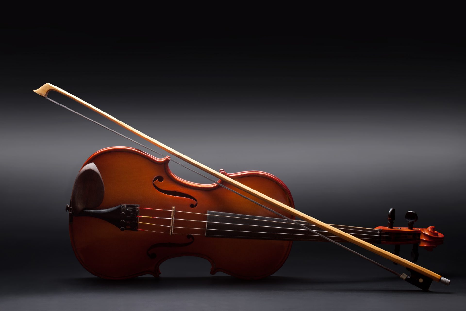 Violin on black background