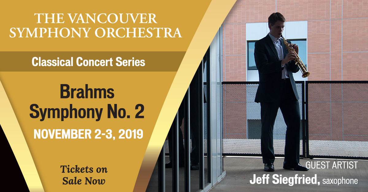 Rising Star Saxophone Virtuoso, Jeff Siegfried, to Replace Albert Julia as Guest Artist in the Vancouver Symphony Orchestra’s Performances on November 2 & 3